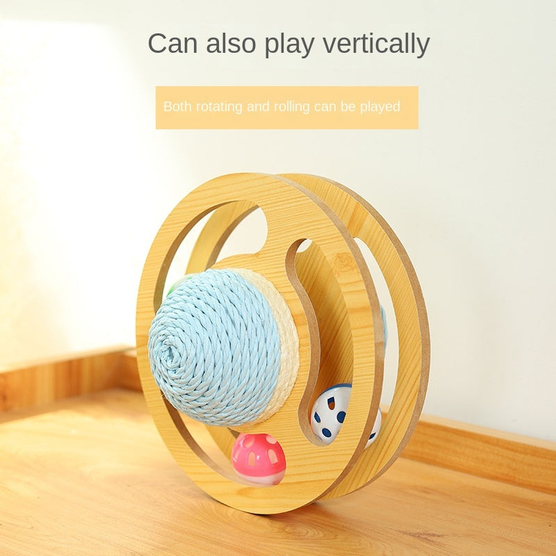SisalSphere™ – Natural Wood & Rope Cat Scratcher Toy (Furniture Protector)