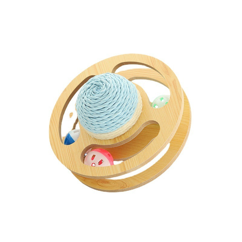 SisalSphere™ – Natural Wood & Rope Cat Scratcher Toy (Furniture Protector)